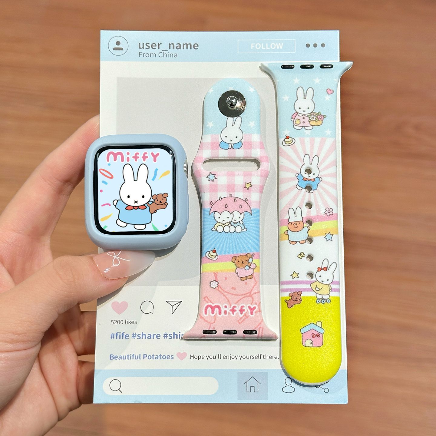 Apple Smartwatch Accessories - Pulseira de Silicone Miffy Cor Dopamina